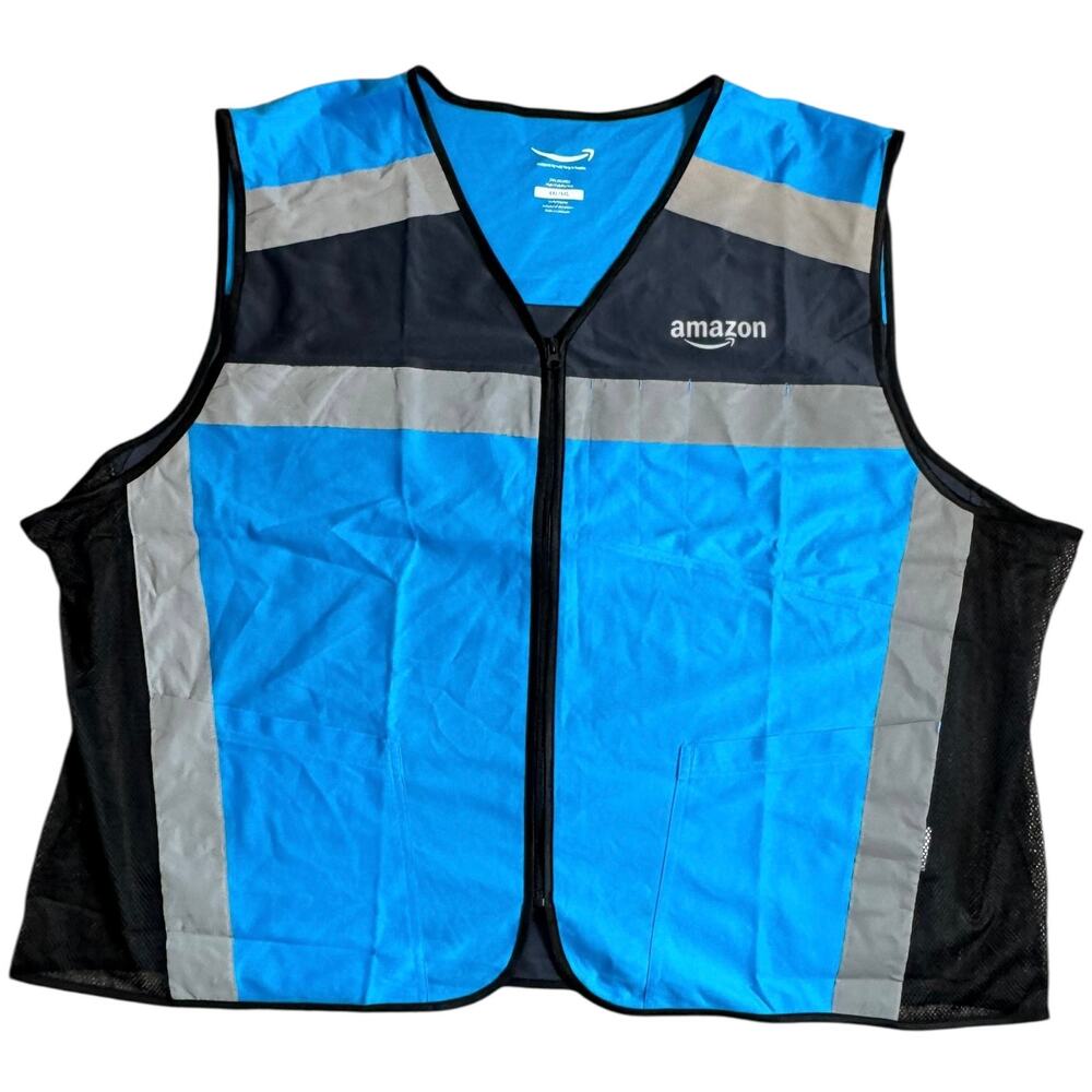 Amazon High Visibility Vest Full Zip Reflective Size 4XL 5XL Mesh Sides Pockets